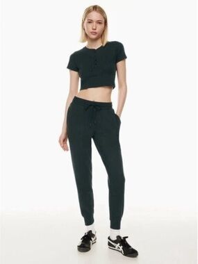 Aritzia Sunday Best Black Waffle Knit Joggers Size Small Cozy Lounge Pants